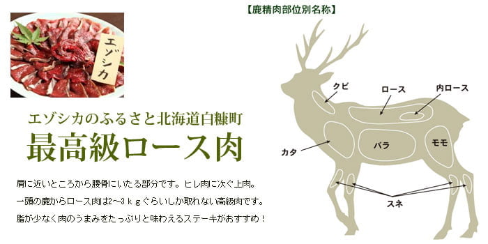 鹿肉 ロース肉 ブロック 500g 北のジビエ直販:北海道エゾシカ